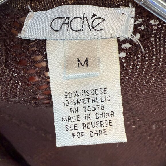 Vintage Cache Cropped Brown Sequin Y2K Sweater Shrug Fairy Grunge Tie Medium - Picture 8 of 10